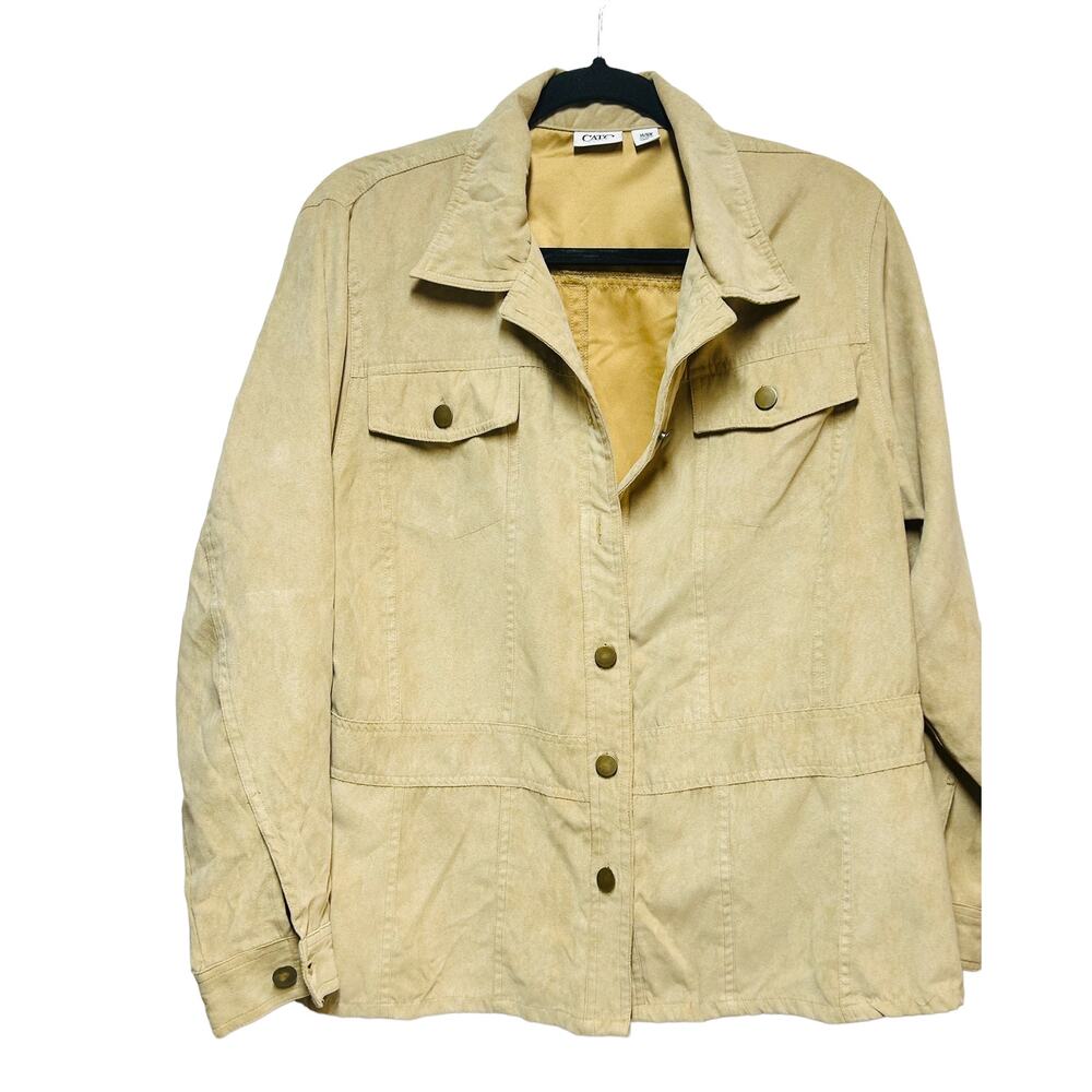 Cato Woman Tan Faux Suede Button Up Utility Jacket Size 14/16W